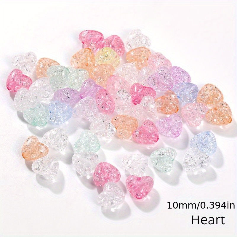 50pcs Colorful Acrylic Crackle Glass Pattern Beads for DIY Jewelry